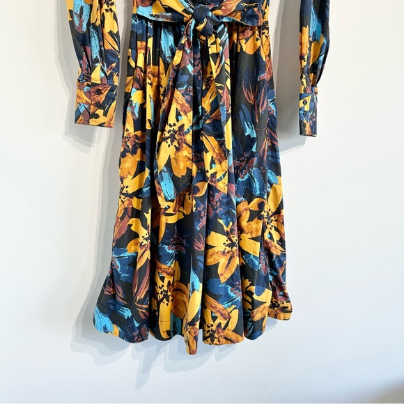 Marissa Webb Lily Floral Shirtdress long sleeve poplin cotton v-neck midi - Picture 5 of 13